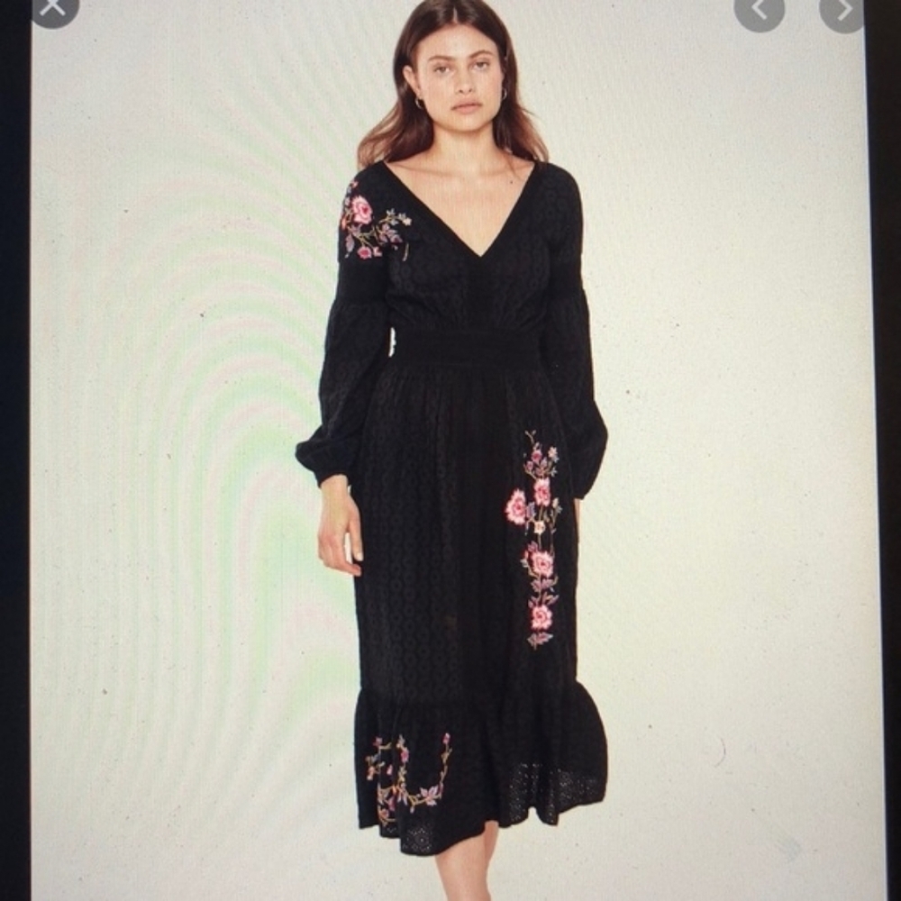 Misa Los Angeles Women Giovanna Eyelet Maxi Dress size L in EUC